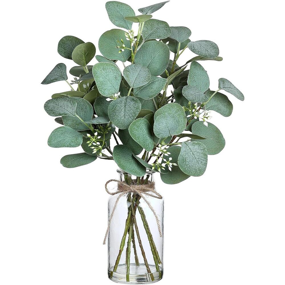 9695 14-Inch Artificial Potted Eucalyptus，Faux Plants Indoor，Faux Plant